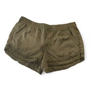 NWT LOFT Olive Green Double Fringe Shorts Size Medium Boho